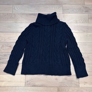 Banana Republic Black Cable Knit Turtleneck Sweater